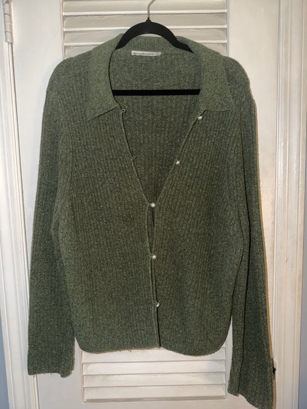 Abercrombie & Fitch Olive Green Ribbed Button-Front Cardigan